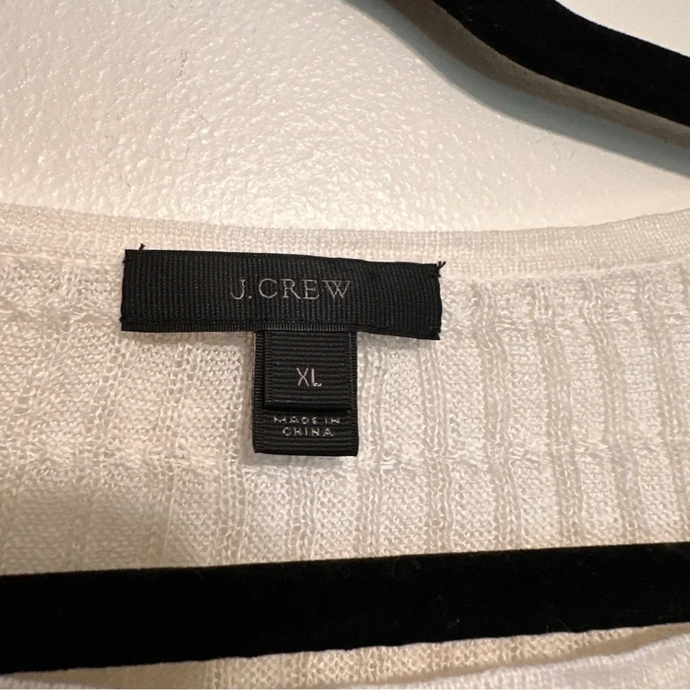 J. Crew Linen Lightweight Cable Knit Boatneck Sweater size XL White